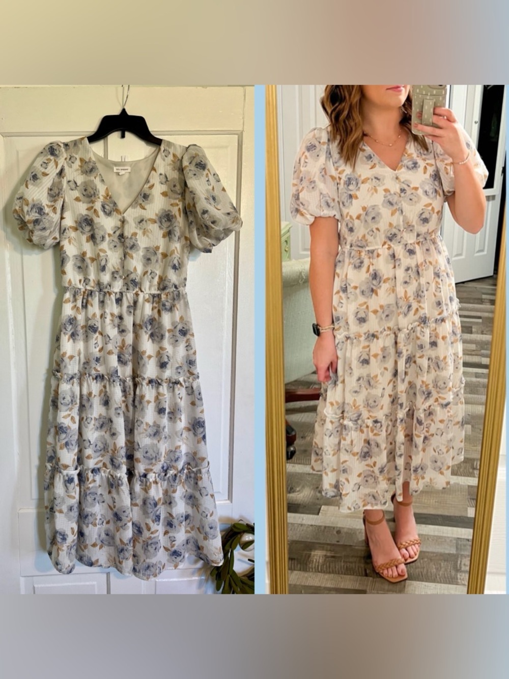 Blu Pepper blue floral midi dress